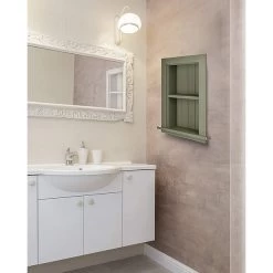 AdirHome Recessed Wall Mount Shelf, Wooden Utility Storage Shelf, 12.75'' W, Green (515-01-GRN) -Home furniture sp151429656 s7