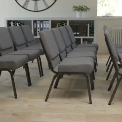 Flash Furniture HERCULES 21'' Church Chairs W/3.75'' Seat Silver Vein Frame (XUCH0221GYSV)
