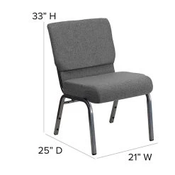 Flash Furniture HERCULES 21'' Church Chairs W/3.75'' Seat Silver Vein Frame (XUCH0221GYSV) -Home furniture sp154567789 s7