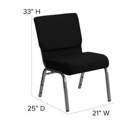 Flash Furniture HERCULES 21'' Church Chairs W/3.75'' Seat Silver Vein Frame (XUCH0221BKSV) -Home furniture sp154567827 s7