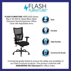 Flash Furniture HERCULES Series Ergonomic Mesh Swivel Big & Tall Executive Office Chair, Black (WL5029SYGA) -Home furniture sp154567878 s7