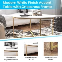 Flash Furniture Hampstead Collection Coffee Table, White (NANJH1787CT) -Home furniture sp154583852 s7