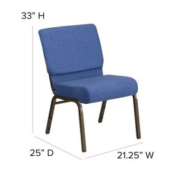 Flash Furniture HERCULES Series 21'' Extra Wide Blue Fabric Stacking Church Chair With 4'' Thick Seat, Gold Vein Frame -Home furniture sp154587899 s7