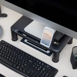 Mind Reader Anchor Collection Small Monitor Stand, Up To 19" Monitor, Black, 2/Pack (2SMPLMON-BLK)