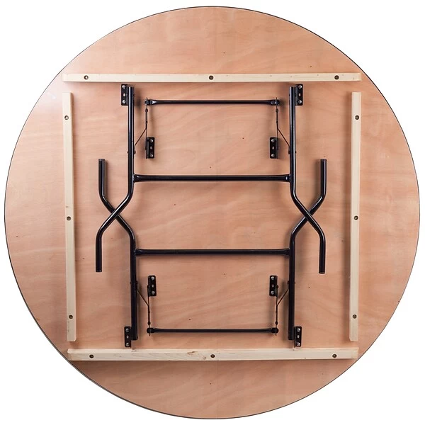 Flash Furniture 66'' Round Wood Folding Banquet Table With Clear Coated Finished Top 3 Flash Furniture 66'' Round Wood Folding Banquet Table With Clear Coated Finished Top - Image 3