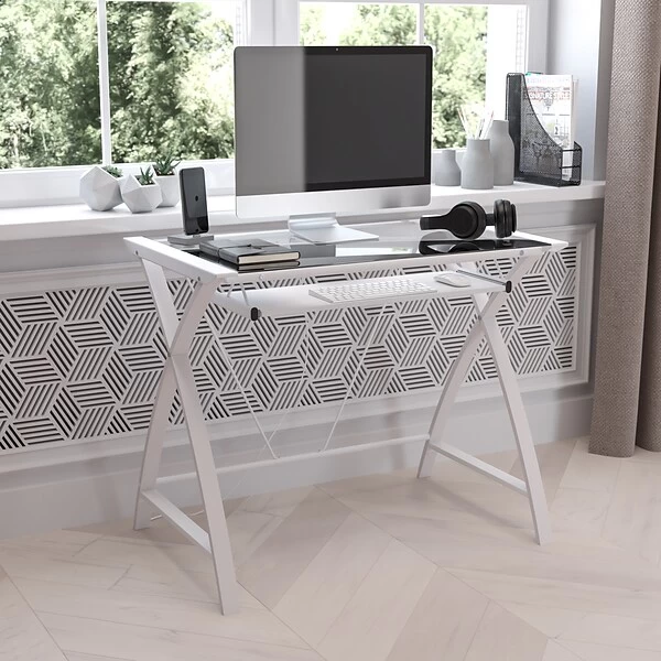 Flash Furniture 36"W Tempered Glass Computer Desk, Clear (NANJN2824SWHWH) 1 Flash Furniture 36"W Tempered Glass Computer Desk, Clear (NANJN2824SWHWH)