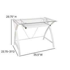 Flash Furniture 36"W Tempered Glass Computer Desk, Clear (NANJN2824SWHWH) 11 Flash Furniture 36"W Tempered Glass Computer Desk, Clear (NANJN2824SWHWH) -Home furniture sp155710698 s7