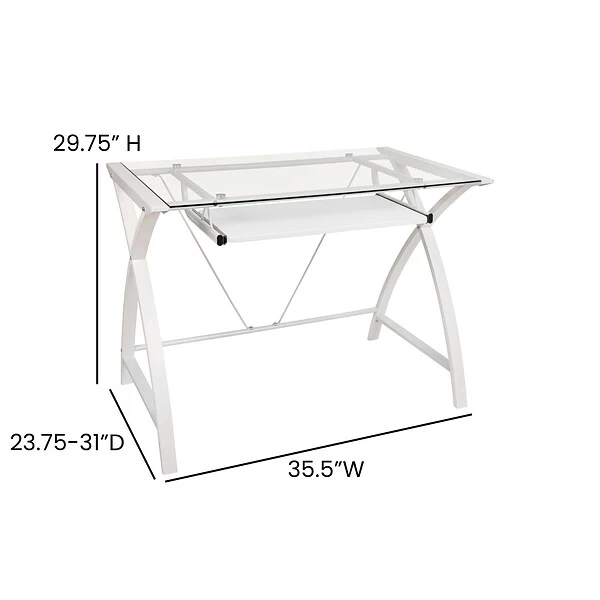 Flash Furniture 36"W Tempered Glass Computer Desk, Clear (NANJN2824SWHWH) 4 Flash Furniture 36"W Tempered Glass Computer Desk, Clear (NANJN2824SWHWH) - Image 4