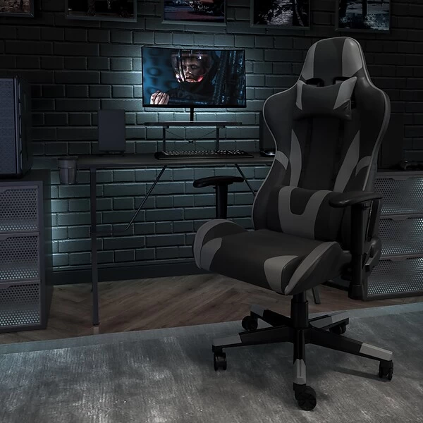 Flash Furniture X30 Ergonomic LeatherSoft Swivel Gaming Chair, Gray (CH187230GY) 1 Flash Furniture X30 Ergonomic LeatherSoft Swivel Gaming Chair, Gray (CH187230GY)