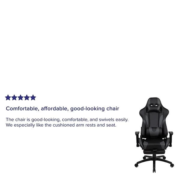Flash Furniture X30 Ergonomic LeatherSoft Swivel Gaming Chair, Gray (CH187230GY) 3 Flash Furniture X30 Ergonomic LeatherSoft Swivel Gaming Chair, Gray (CH187230GY) - Image 3