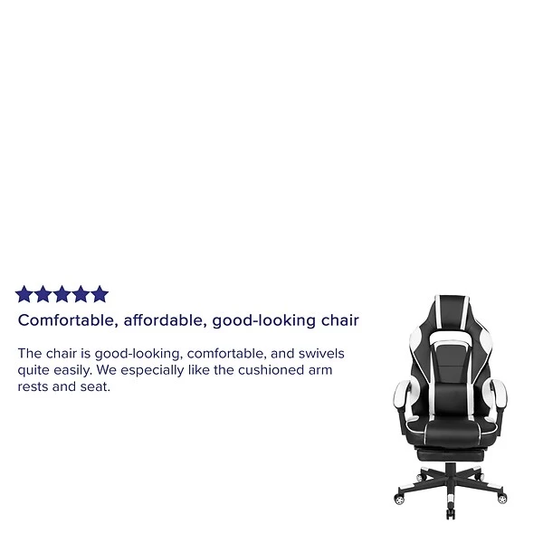 Flash Furniture X40 Ergonomic LeatherSoft Swivel Gaming Massaging Chair, White (CH00288WH) 3 Flash Furniture X40 Ergonomic LeatherSoft Swivel Gaming Massaging Chair, White (CH00288WH) - Image 3