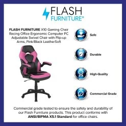 Flash Furniture X10 Ergonomic LeatherSoft Swivel Gaming Chair, Pink/Black (CH00095PK) -Home furniture sp155712411 s7