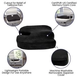Flash Furniture Ergonomic Memory Foam Seat Cushion, Black (MRSC101BK) -Home furniture sp157169581 s7