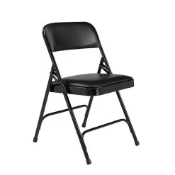 NPS 1200 Series Vinyl Padded Premium Folding Chairs, Caviar Black/Black, 4/Pack (1210/4)