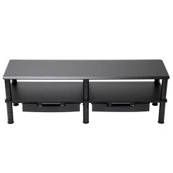 Mind Reader Anchor Collection Extended 2-Tier Monitor Stand With Drawers, Up To 22" Monitors, Black (DBMON2TDR-BLK)