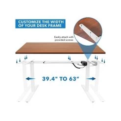 Mount-It! 30"-49"H Adjustable Electric Sit-Stand Desk, Brown/White (MI-18062)