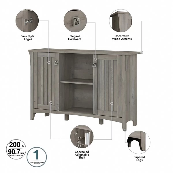 Bush Furniture Salinas 68.11" Storage Set With Hall Tree, Shoe Bench And Accent Cabinet, 5 Shelves, Driftwood Gray (SAL008DG) 2 Bush Furniture Salinas 68.11" Storage Set With Hall Tree, Shoe Bench And Accent Cabinet, 5 Shelves, Driftwood Gray (SAL008DG) - Image 2