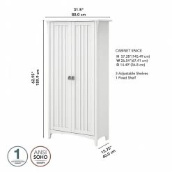 Bush Furniture Salinas 62.95" Storage Cabinet With 5 Shelves, Pure White (SAS332G2W-03) -Home furniture sp164752124 s7