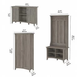 Bush Furniture Salinas 68.11" Storage Set With Hall Tree, Shoe Bench And Cabinets With 10 Shelves, Driftwood Gray (SAL016DG) -Home furniture sp164752512 s7