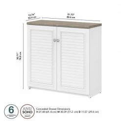Bush Furniture Fairview 30.71" Small Storage Cabinet With 3 Shelves, Shiplap Gray/Pure White (WC53696-03) -Home furniture sp168353580 s7