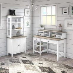 Bush Furniture Mayfield 54" Computer Desk With Shelves, Pure White/Shiplap Gray (MAD154GW2-03) -Home furniture sp176322759 s7