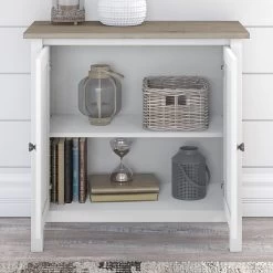 Bush Furniture Mayfield 30" Storage Cabinet With 2 Shelves, Pure White/Shiplap Gray (MAS131GW2-03) -Home furniture sp176322813 s7