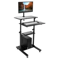 Mount-It! 37" - 54" Height Adjustable Stand-Up Mobile Presentation Cart, Black (MI-7942-BLK)