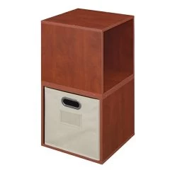 Niche Cubo 28"H X 13"W X 13.25"D 2-Cube Storage Set With 1 Canvas Tote Bin Warm Cherry (PC2PKWC1TOTE)