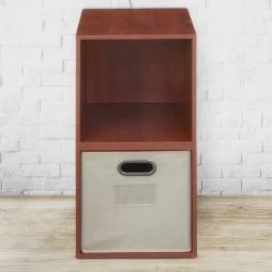 Niche Cubo 28"H X 13"W X 13.25"D 2-Cube Storage Set With 1 Canvas Tote Bin Warm Cherry (PC2PKWC1TOTE) -Home furniture sp180106367 s7