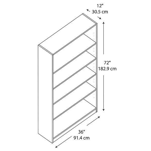 Bush Furniture Universal Tall 5 Shelf 72"H Bookcase, Classic Black, Set Of 2 (UB003BL) 2 Bush Furniture Universal Tall 5 Shelf 72"H Bookcase, Classic Black, Set Of 2 (UB003BL) - Image 2