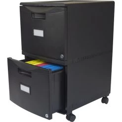 Storex 2-Drawer Mobile File Cabinet With Lock Legal/Letter, 14.125"L X 31.75"W X 10.625"H, Black (STX61312U01C)