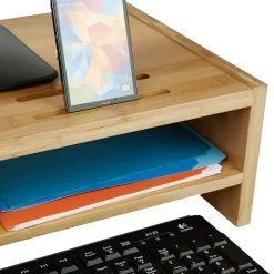 Mind Reader Monitor Stand Organizer, 6 Compartments, Office, Desk, Laptop, Bamboo Brown (MONITORBM-BRN) -Home furniture sp27408360 s7