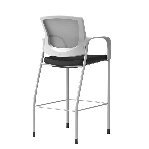Union & Scale™ Workplace2.0™ Bistro Height Stool Fog Mesh, Fixed Arms, Black Fabric (54250) 1 Union & Scale™ Workplace2.0™ Bistro Height Stool Fog Mesh, Fixed Arms, Black Fabric (54250)