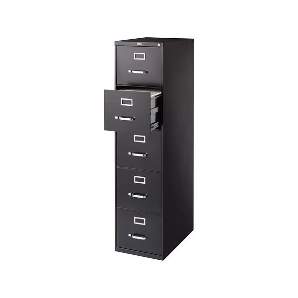 Quill Brand® Commercial 5 File Drawer Vertical File Cabinet, Locking, Black, Letter, 26.5"D (21917D) 2 Quill Brand® Commercial 5 File Drawer Vertical File Cabinet, Locking, Black, Letter, 26.5"D (21917D) - Image 2