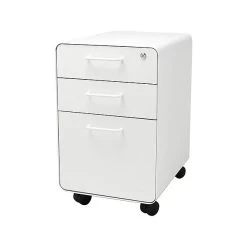 Poppin Stow 3-Drawer Vertical File Cabinet, Locking, Letter/Legal, White, 20"D (100915)