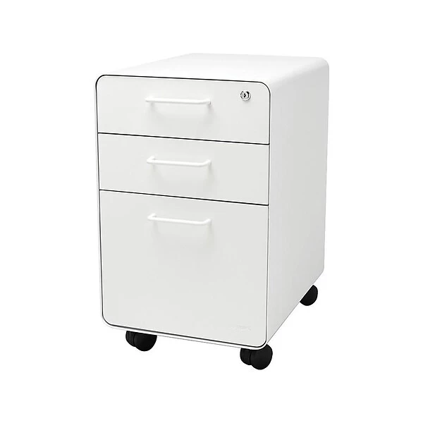 Poppin Stow 3-Drawer Vertical File Cabinet, Locking, Letter/Legal, White, 20"D (100915) 1 Poppin Stow 3-Drawer Vertical File Cabinet, Locking, Letter/Legal, White, 20"D (100915)