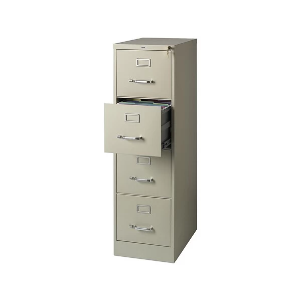 Quill Brand® 4-Drawer Vertical File Cabinet, Locking, Letter, Putty/Beige, 22"D (22336D) 1 Quill Brand® 4-Drawer Vertical File Cabinet, Locking, Letter, Putty/Beige, 22"D (22336D)