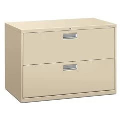 HON Brigade 600 Series Lateral File, 2 Drawers, Aluminum Pull, 42"W, Putty Finish,