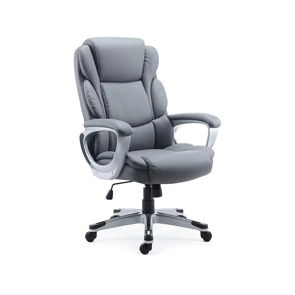 Quill Brand® Mcallum Bonded Leather Manager Chair, Gray (51474) 2 Quill Brand® Mcallum Bonded Leather Manager Chair, Gray (51474) - Image 2