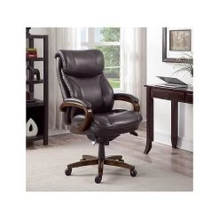 La-Z-Boy Trafford Faux Leather Executive Big & Tall Chair, 400 Lb. Capacity, Vino Brown (45782OSS)