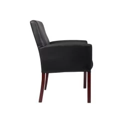 Boss Office Products Box Arm Faux Leather Guest Chair, Black/Mahogany (B619)