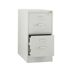 HON 310 Series 2-Drawer Vertical File Cabinet, Locking, Letter, Gray, 26.5"D (H312.P.Q)