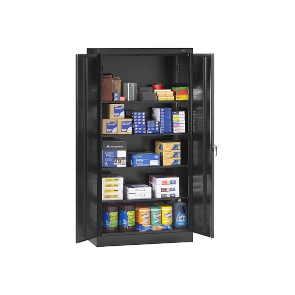 Tennsco Standard 72" Steel Storage Cabinet With 4 Shelves, Black (7218-BLK) 2 Tennsco Standard 72" Steel Storage Cabinet With 4 Shelves, Black (7218-BLK) - Image 2