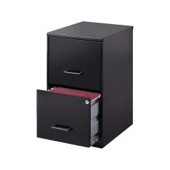 Lorell SOHO 2-Drawer Vertical File Cabinet, Locking, Letter, Black, 18"D (14341)