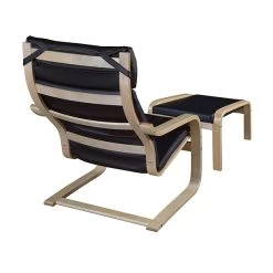 Niche Mia Bentwood Reclining Chair And Ottoman, Natural/ Black Leather (N2050LNTBK)