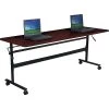 Essentials Economy Flipper Training Room Table, 24"D X 60"W, Mahogany/Black (90096)