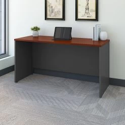 Bush Business Furniture Westfield 60W X 24D Credenza Desk, Hansen Cherry/Graphite Gray (WC24461)