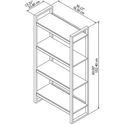 Bush Furniture Latitude 4 Shelf Etagere Bookcase, Rustic Brown Embossed (LAB130RB-03) -Home furniture sp47156805 s7