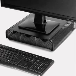 Mind Reader PC, Laptop, IMAC Monitor Stand And Desk Organizer, Black Metal Mesh (MONMESH-BLK)