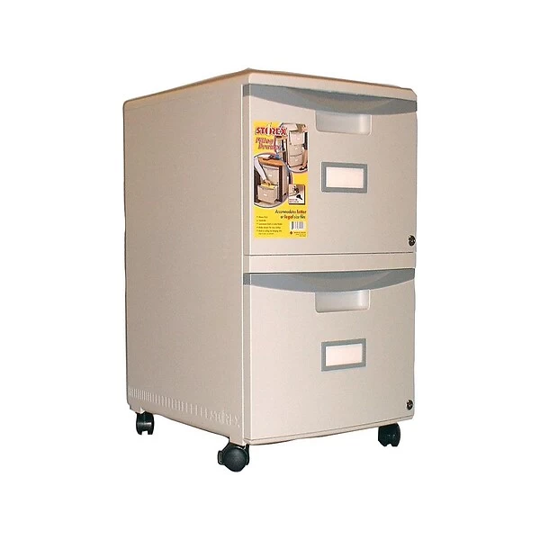 Storex 2-Drawer Vertical File Cabinet, Mobile/Pedestal, Letter/Legal, Gray, 18.25" (61301B01C) 1 Storex 2-Drawer Vertical File Cabinet, Mobile/Pedestal, Letter/Legal, Gray, 18.25" (61301B01C)